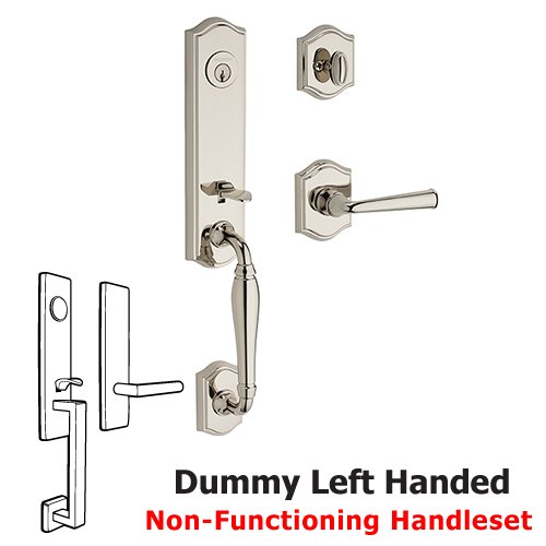 Left Handed Full Dummy New Hampshire Handleset with Federal Door Lever with Traditional Arch Rose in Polished Nickel