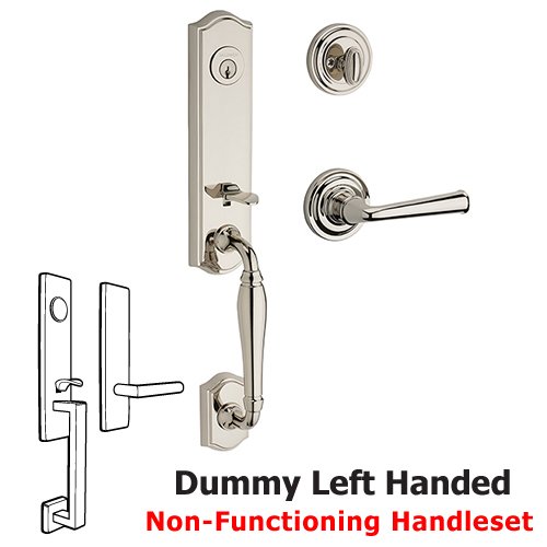 Left Handed Full Dummy New Hampshire Handleset with Federal Door Lever with Traditional Round Rose in Polished Nickel