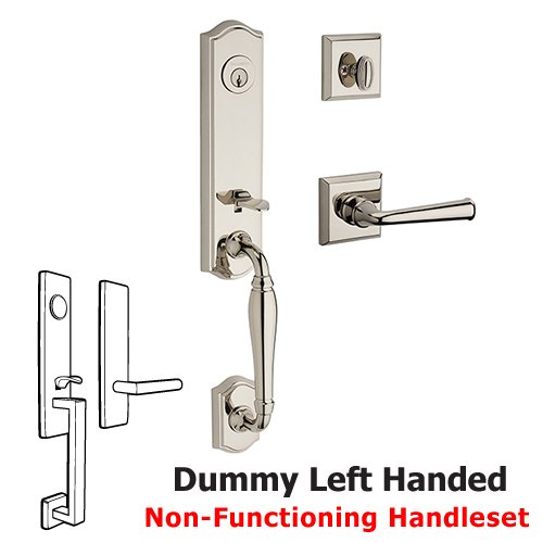 Left Handed Full Dummy New Hampshire Handleset with Federal Door Lever with Traditional Square Rose in Polished Nickel