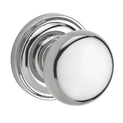 Full Dummy Door Knob with Traditional Rose in Polished Chrome