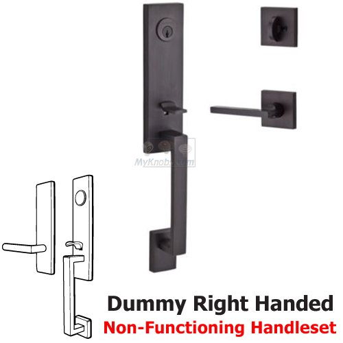 Right Handed Full Dummy Handleset with Square Lever in Venetian Bronze