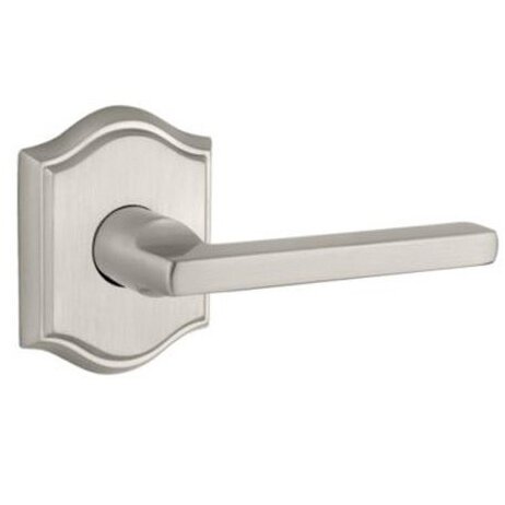 Full Dummy Door Lever with Traditional Arch Rose in Satin Nickel