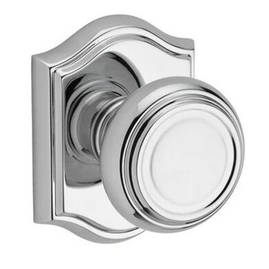 Full Dummy Door Knob with Arch Rose in Polished Chrome