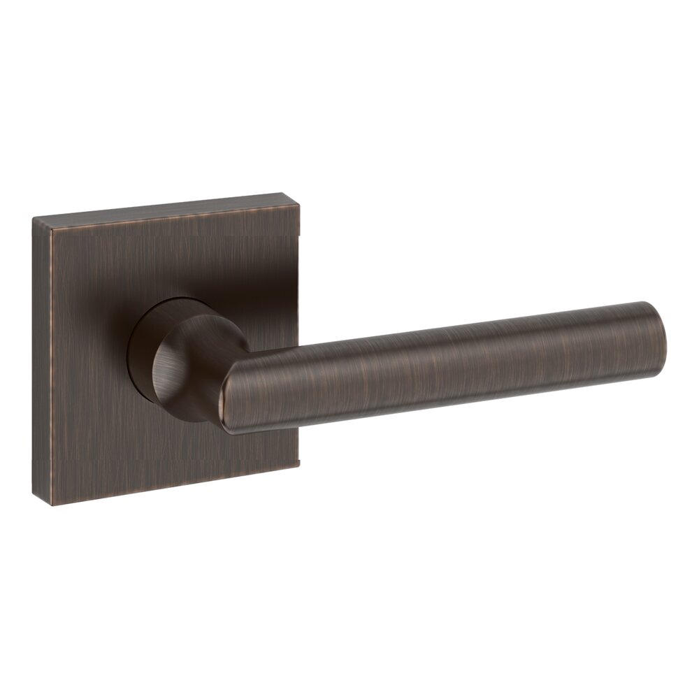 Full Dummy Tube Door Lever with Contemporary Square Rose in Venetian Bronze