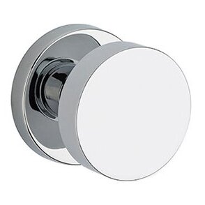Single Dummy Contemporary Door Knob with Contemporary Round Rose in Polished Chrome