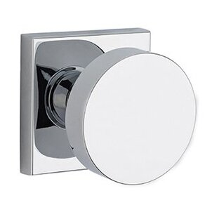 Single Dummy Contemporary Door Knob with Contemporary Square Rose in Polished Chrome