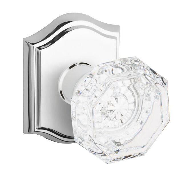 Single Dummy Crystal Door Knob with Traditional Arch Rose in Polished Chrome