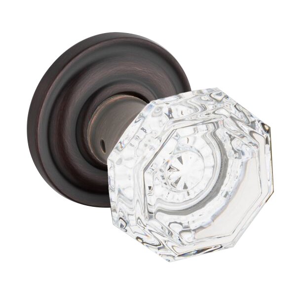 Single Dummy Crystal Door Knob with Traditional Round Rose in Venetian Bronze