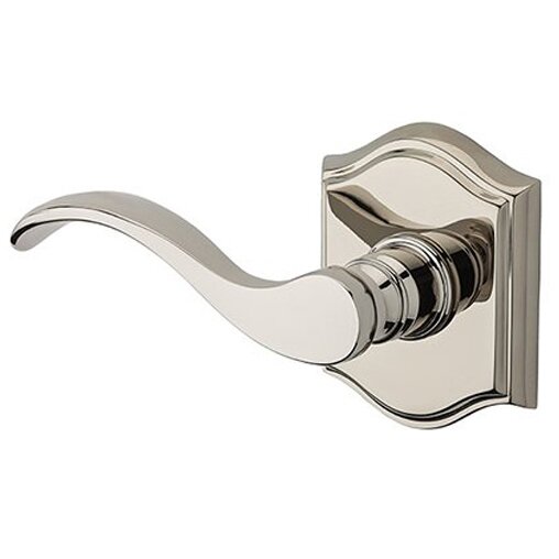 Left Handed Single Dummy Curve Door Lever with Traditional Arch Rose in Polished Nickel