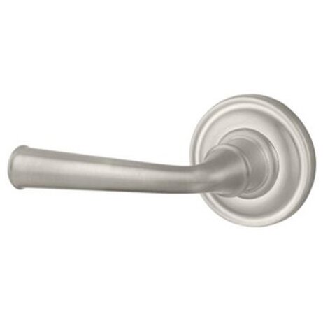 Left Handed Single Dummy Door Lever with Traditional Round Rose in Satin Nickel