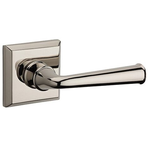 Right Handed Single Dummy Federal Door Lever with Traditional Square Rose in Polished Nickel