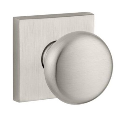 Single Dummy Door Knob with Contemporary Square Rose in Satin Nickel