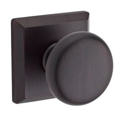 Single Dummy Door Knob with Traditional Square Rose in Venetian Bronze