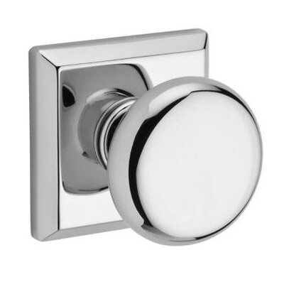 Single Dummy Door Knob with Traditional Square Rose in Polished Chrome