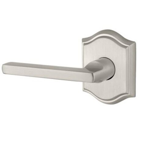 Left Handed Single Dummy Door Lever with Traditional Arch Rose in Satin Nickel