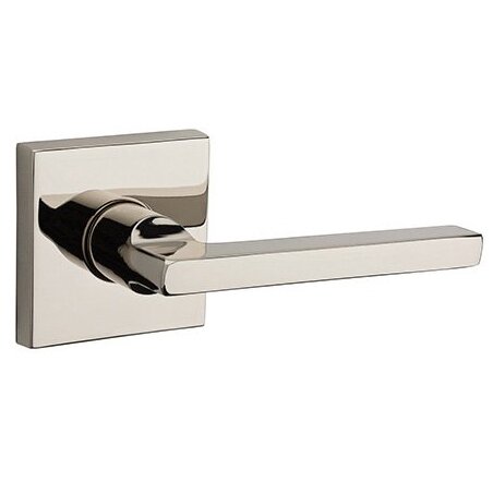 Right Handed Single Dummy Square Door Lever with Contemporary Square Rose in Polished Nickel