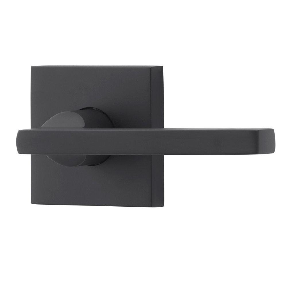 Right Handed Single Dummy Door Lever with Contemporary Rose in Satin Black