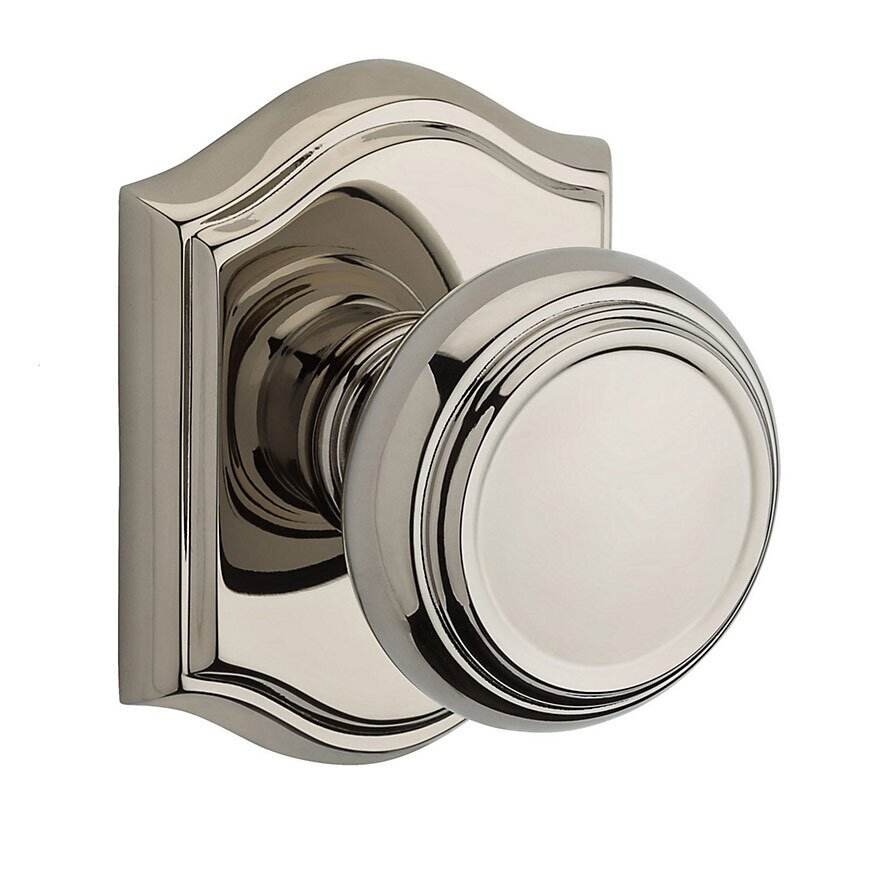 Single Dummy Traditional Door Knob with Traditional Arch Rose in Polished Nickel