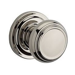 Single Dummy Traditional Door Knob with Traditional Round Rose in Polished Nickel