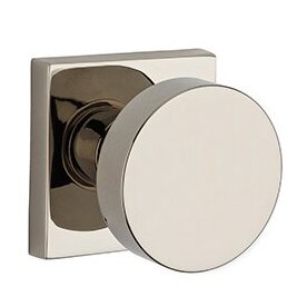 Passage Contemporary Door Knob with Contemporary Square Rose in Polished Nickel