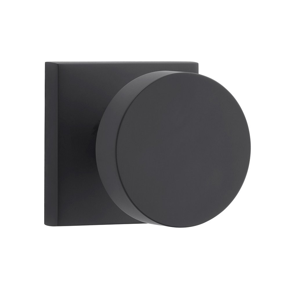Passage Contemporary Door Knob with Contemporary Square Rose in Satin Black