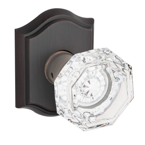 Passage Crystal Door Knob with Traditional Arch Rose in Venetian Bronze