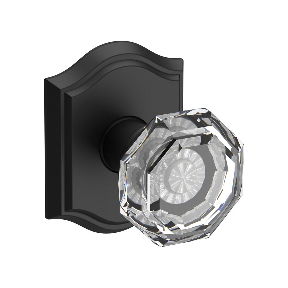 Passage Crystal Door Knob with Traditional Arch Rose in Satin Black