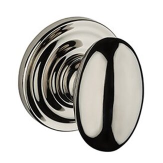 Passage Ellipse Door Knob with Traditional Round Rose in Polished Nickel