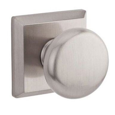 Passage Door Knob with Traditional Square Rose in Satin Nickel