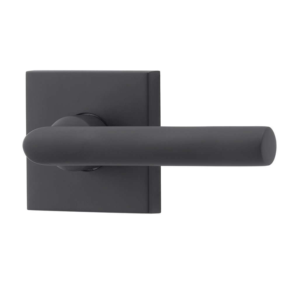 Passage Tube Door Lever with Contemporary Square Rose in Satin Black