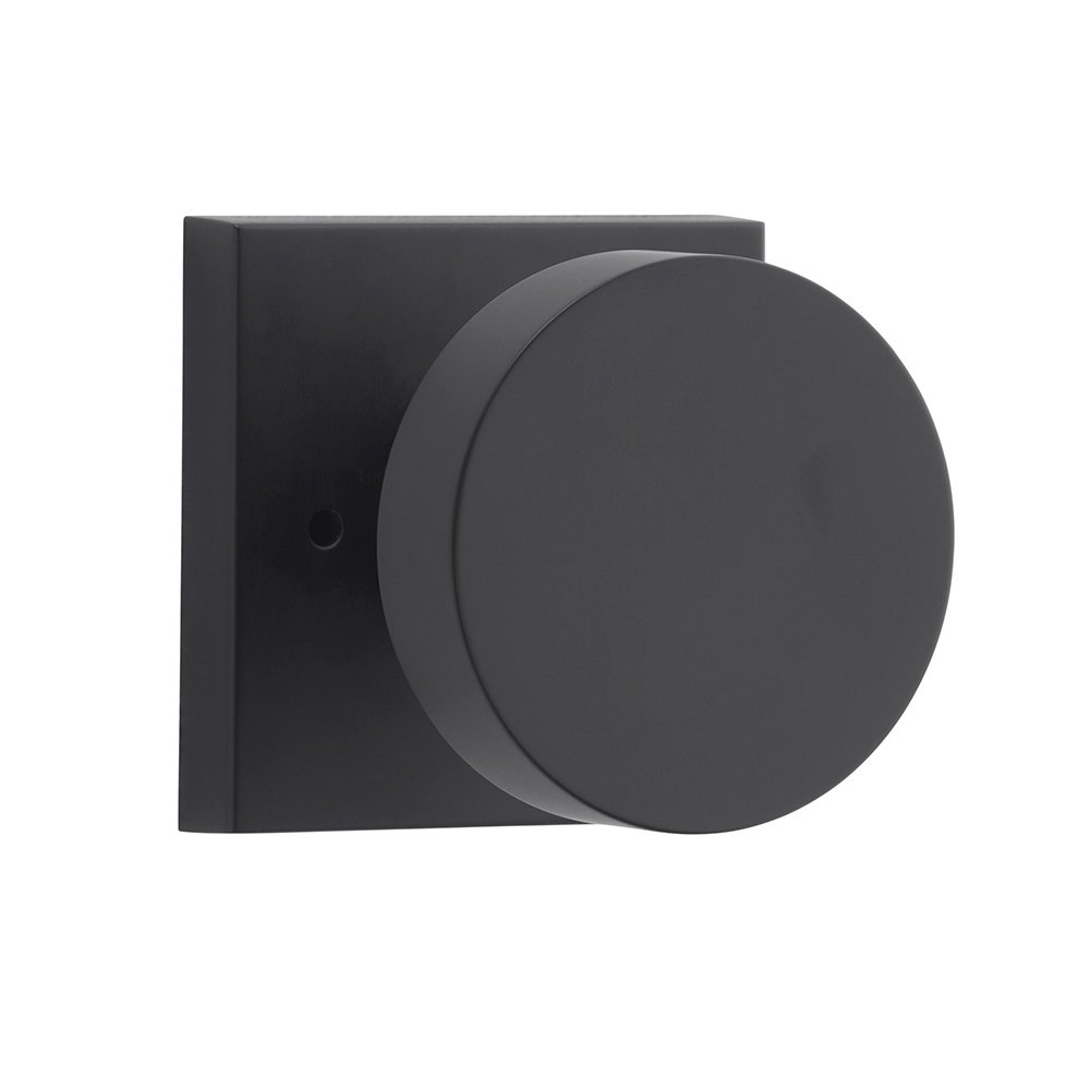 Privacy Contemporary Door Knob with Contemporary Square Rose in Satin Black