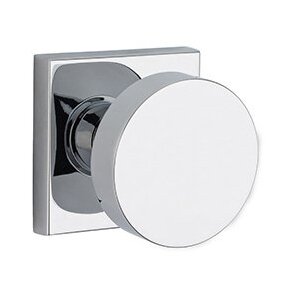 Privacy Contemporary Door Knob with Contemporary Square Rose in Polished Chrome