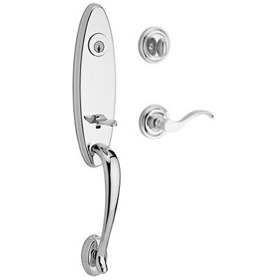 Left Handed Single Cylinder Handleset with Curve Lever in Polished Chrome