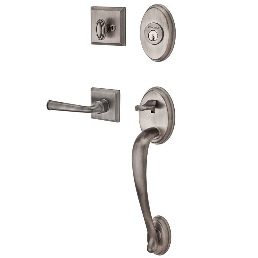 Handleset with Right Handed Federal Lever and Traditional Square Rose in Matte Antique Nickel