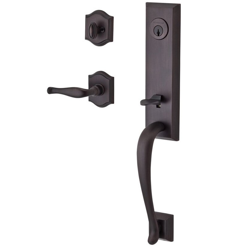 Handleset with Right Handed Decorative Lever and Traditional Arch Rose in Venetian Bronze