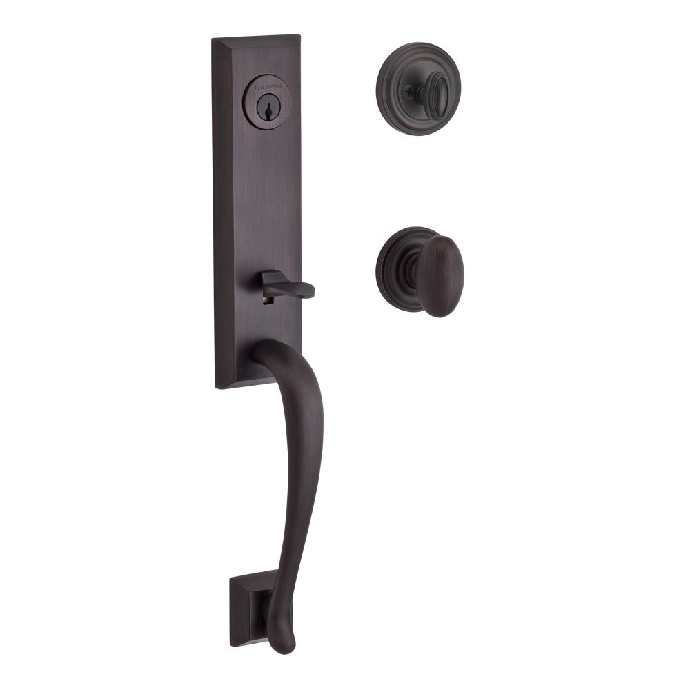 Handleset with Ellipse Knob and Traditional Round Rose in Venetian Bronze
