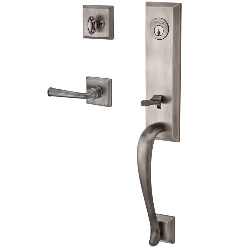 Handleset with Right Handed Federal Lever and Traditional Square Rose in Matte Antique Nickel