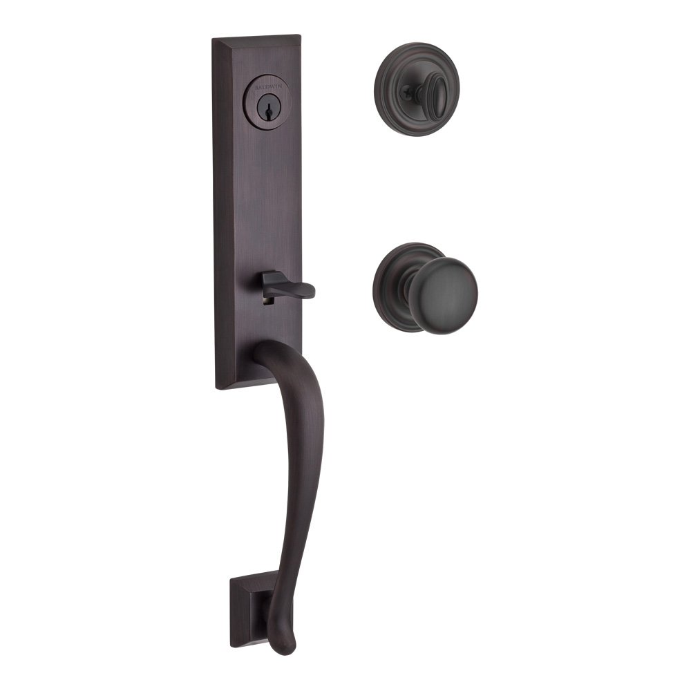 Handleset with Round Knob and Traditional Round Rose in Venetian Bronze
