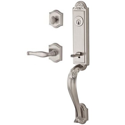 Right Handed Single Cylinder Handleset with Decorative Lever in Satin Nickel