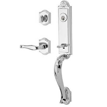 Right Handed Single Cylinder Handleset with Decorative Lever in Polished Chrome