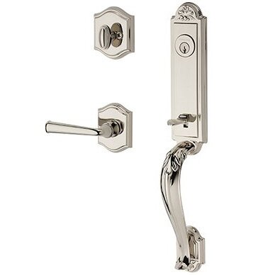 Right Handed Single Cylinder Elizabeth Handlest with Federal Door Lever with Traditional Arch Rose in Polished Nickel