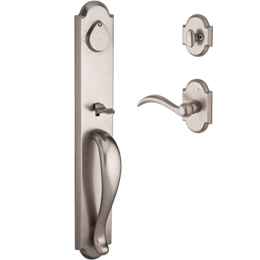 Right Handed Single Cylinder Handleset with Arch Lever in White Bronze