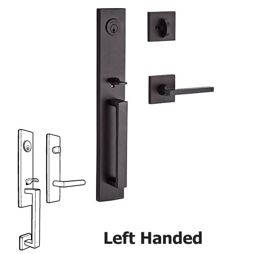 Left Handed Single Cylinder Santa Cruz Handleset with Square Door Lever with Contemporary Square Rose in Venetian Bronze