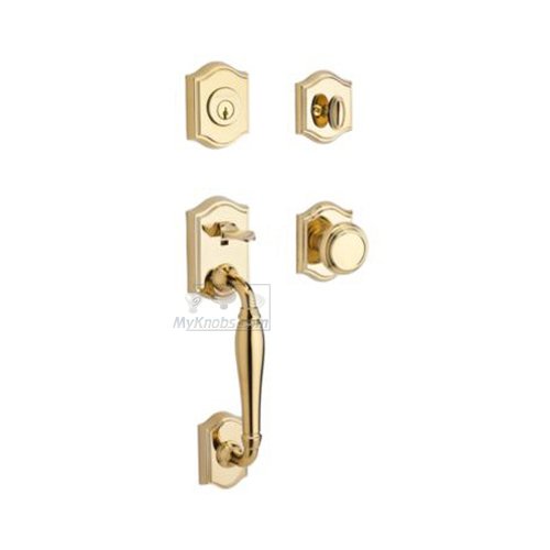 Single Cylinder Handleset with Traditional Knob in Polished Brass