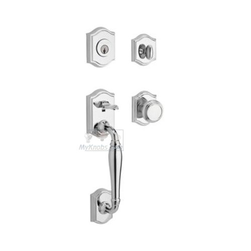 Single Cylinder Handleset with Traditional Knob in Polished Chrome