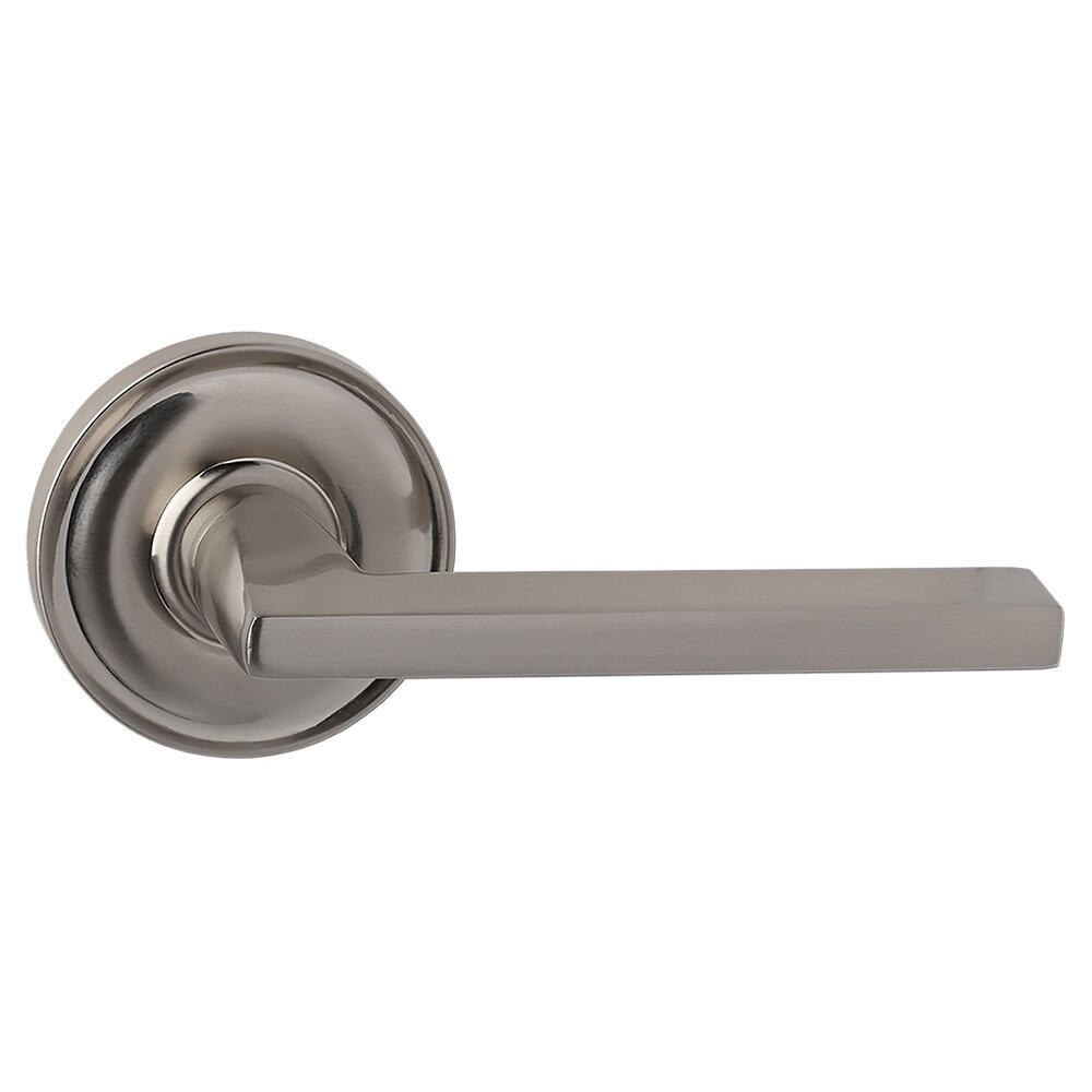 Privacy Round Rosette with Contemporary Thin Lever in Satin Nickel