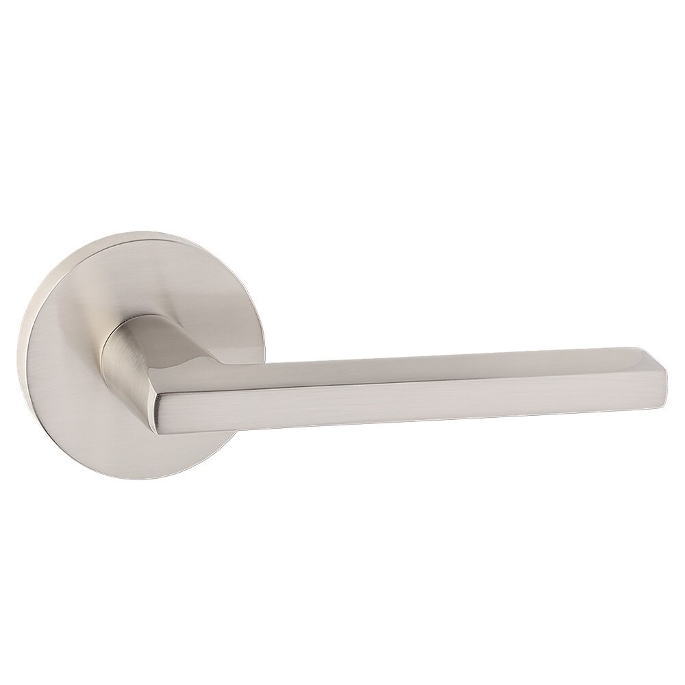 Privacy Contemporary Round Rosette with Contemporary Thin Lever in Satin Nickel