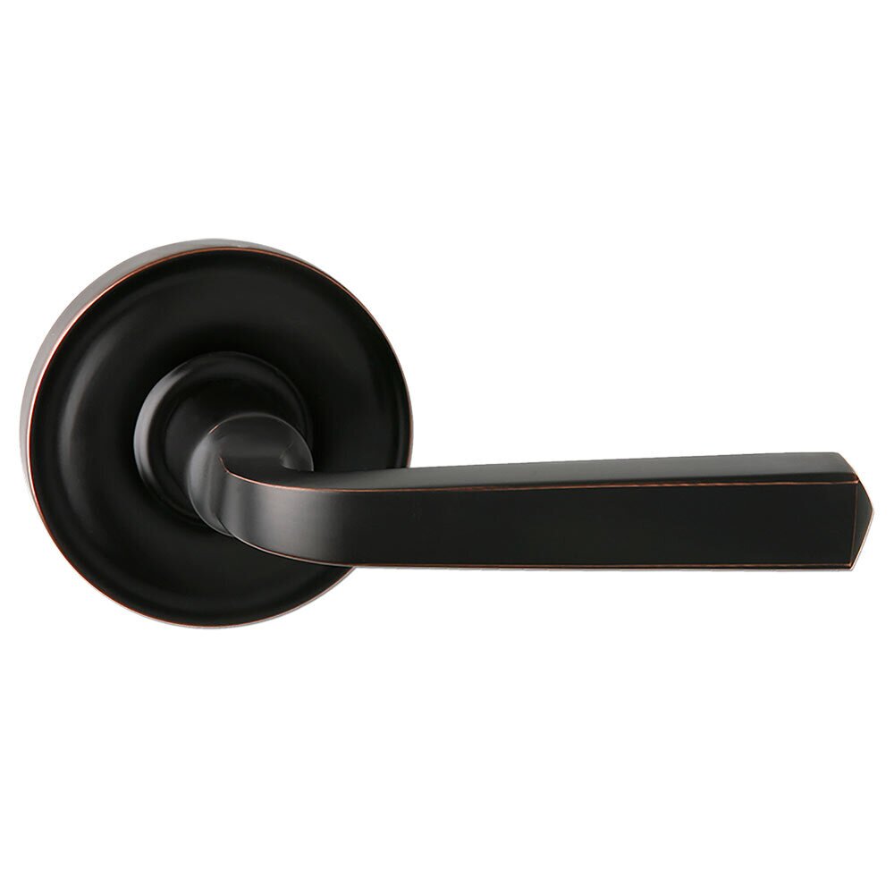 Passage Round Rosette with Traditional Straight Lever in Oil Rubbed Bronze