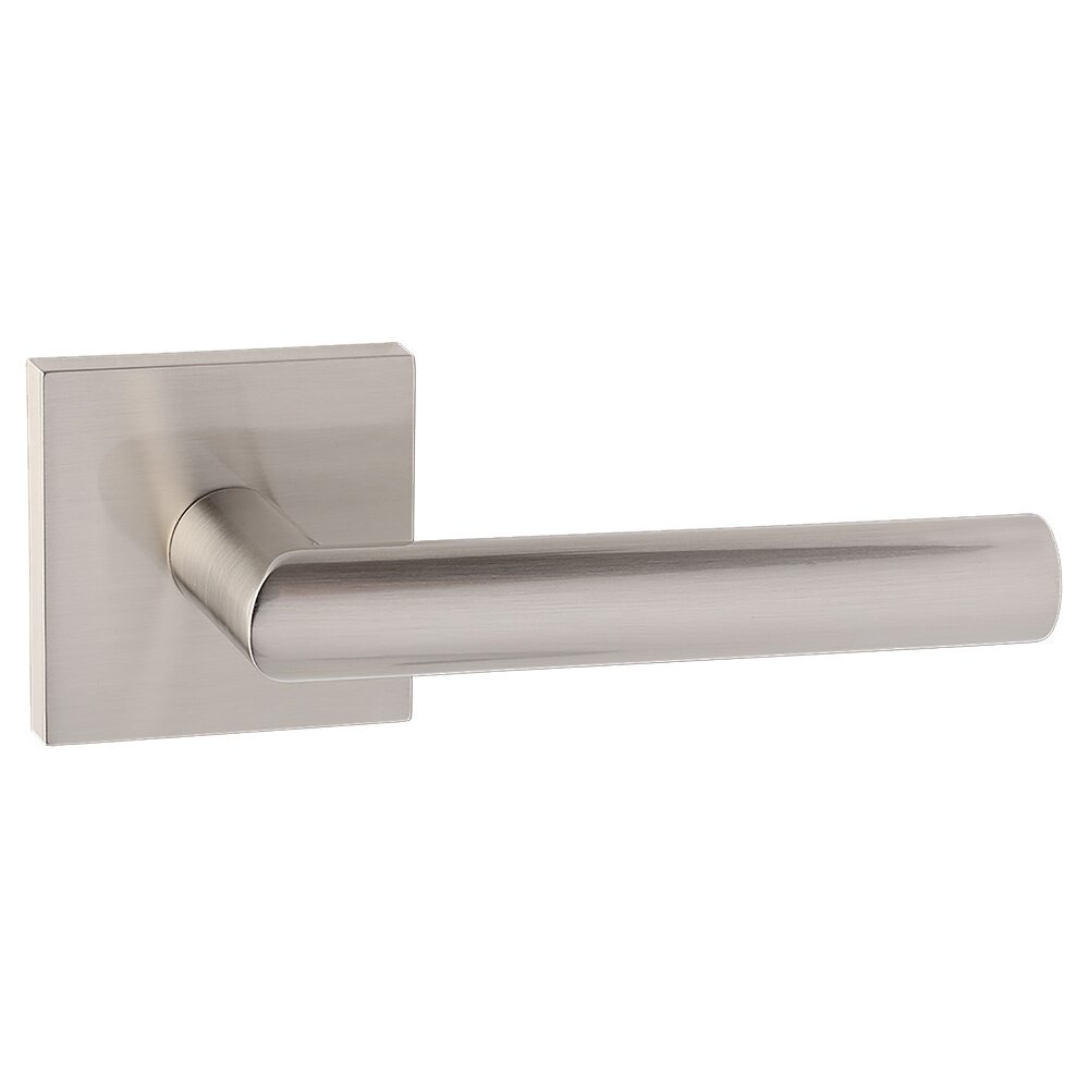 Passage Contemporary Square Rosette with Contemporary Wide Lever in Satin Nickel