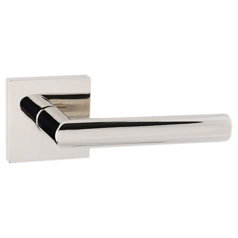 Privacy Contemporary Square Rosette with Contemporary Wide Lever in Polished Nickel